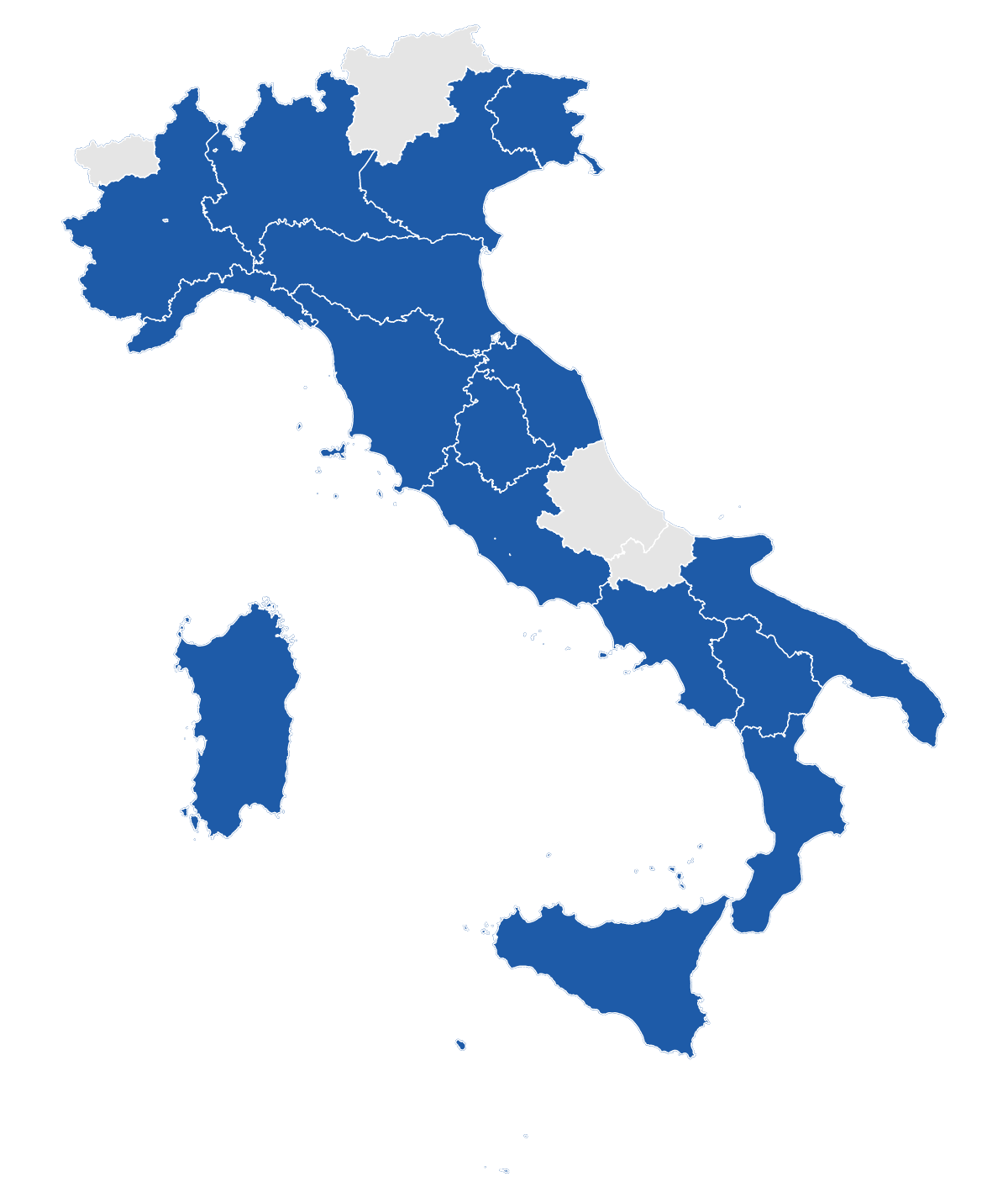 Mappa regioni servite dal progetto DANTE